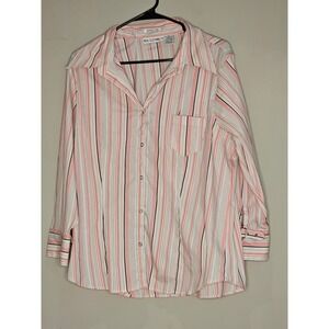 Real Clothing Co Women's Striped Button Down Shirt Pink‎ Black White 2X